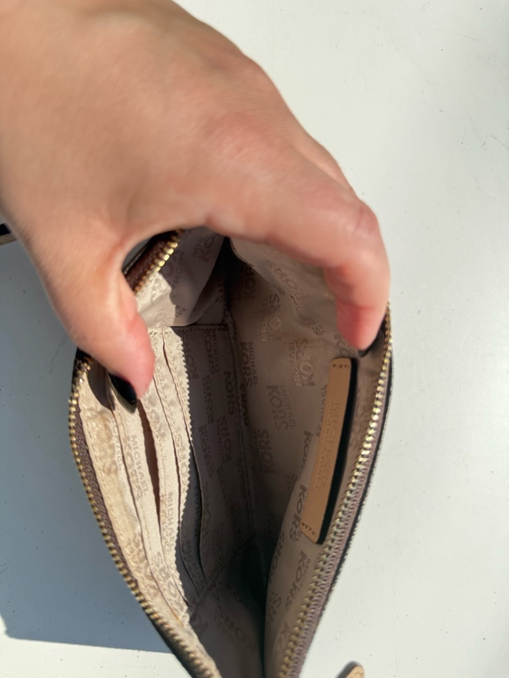 Michael Kors Brown and Beige Logo Wristlet - Picture 7 of 7